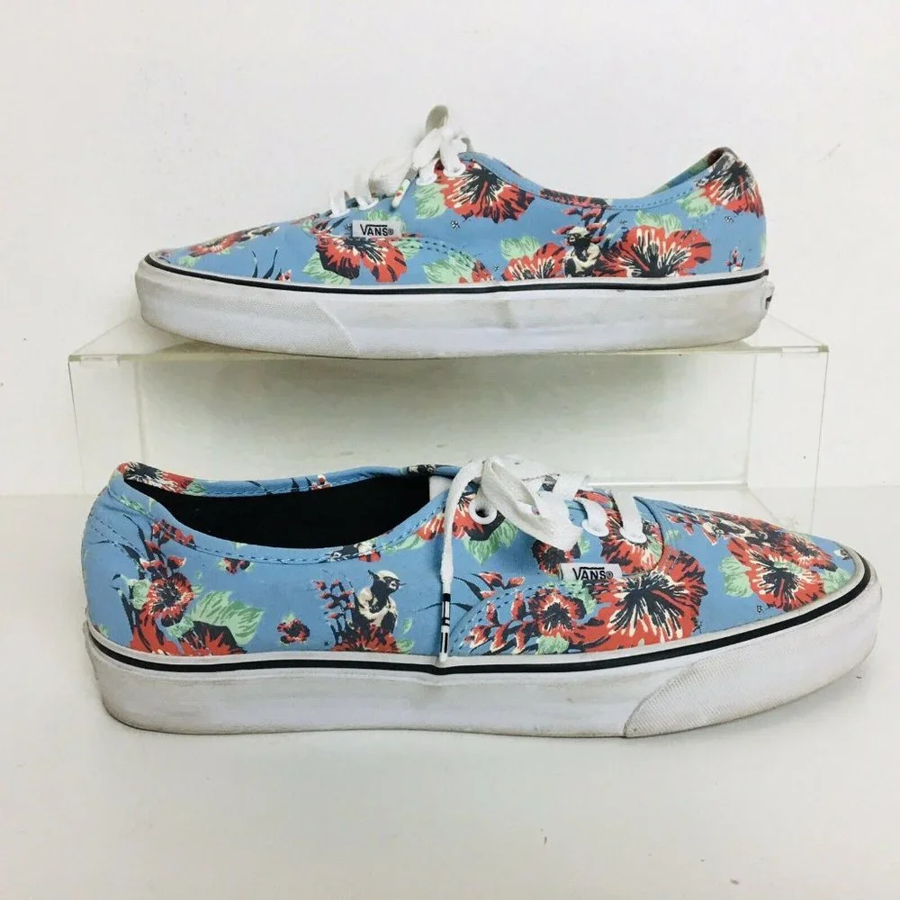 Vans x Star Wars Yoda Floral Canvas Sneakers Blue Print Shoes